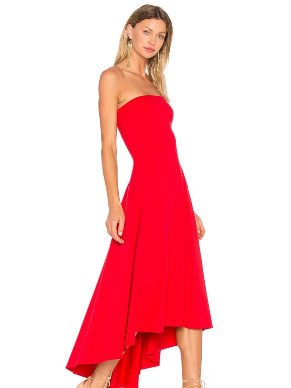 XS Susana Monaco -Strapless Hi Low Dress - Perfect Red